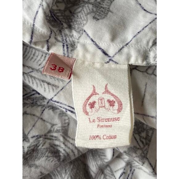 Le Sirenuse Positano Nautical Map Print Wrap Tie Front Cotton Top - Size 38 - Picture 6 of 13